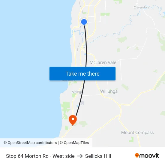 Stop 64 Morton Rd - West side to Sellicks Hill map