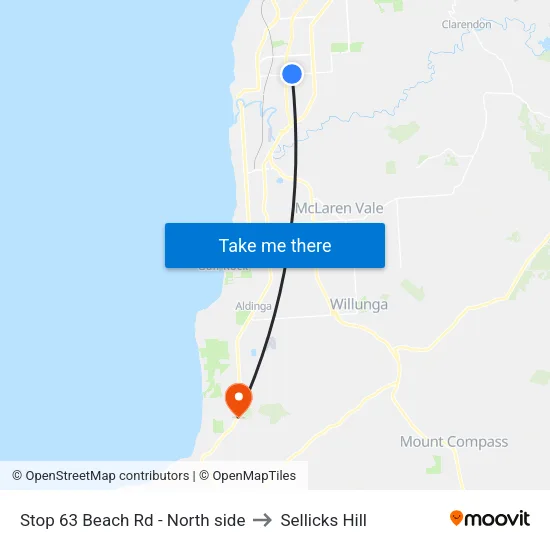 Stop 63 Beach Rd - North side to Sellicks Hill map