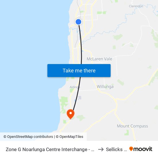 Zone G Noarlunga Centre Interchange - East side to Sellicks Hill map