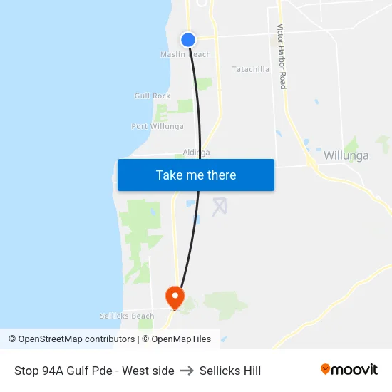 Stop 94A Gulf Pde - West side to Sellicks Hill map
