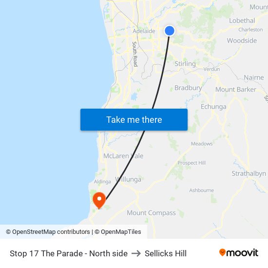 Stop 17 The Parade - North side to Sellicks Hill map