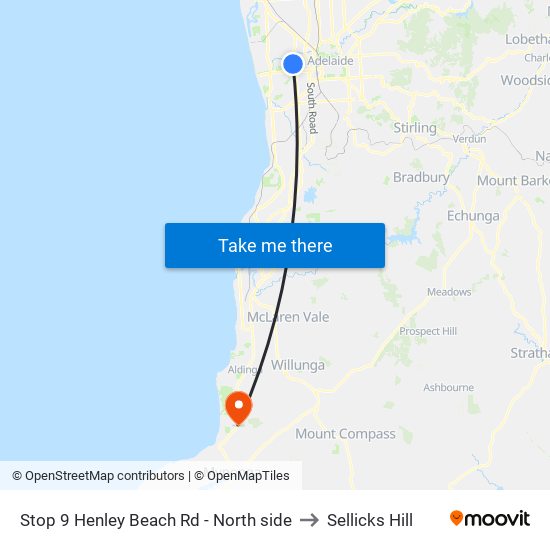 Stop 9 Henley Beach Rd - North side to Sellicks Hill map