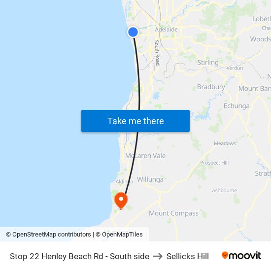 Stop 22 Henley Beach Rd - South side to Sellicks Hill map