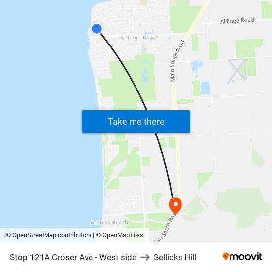 Stop 121A Croser Ave - West side to Sellicks Hill map