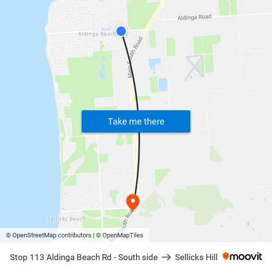 Stop 113 Aldinga Beach Rd - South side to Sellicks Hill map
