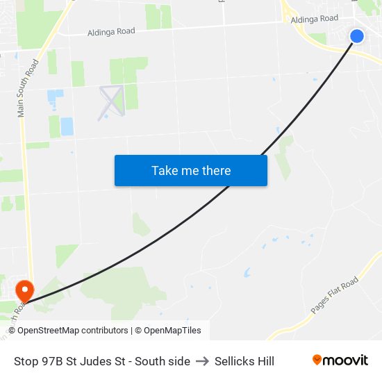 Stop 97B St Judes St - South side to Sellicks Hill map