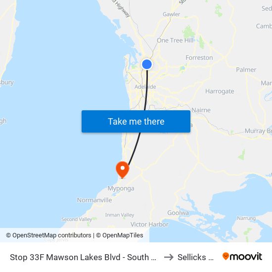 Stop 33F Mawson Lakes Blvd - South side to Sellicks Hill map