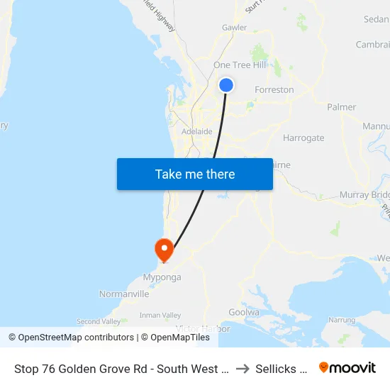Stop 76 Golden Grove Rd - South West side to Sellicks Hill map