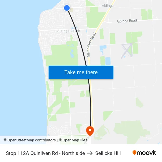 Stop 112A Quinliven Rd - North side to Sellicks Hill map