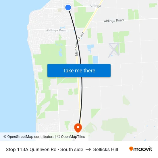 Stop 113A Quinliven Rd - South side to Sellicks Hill map