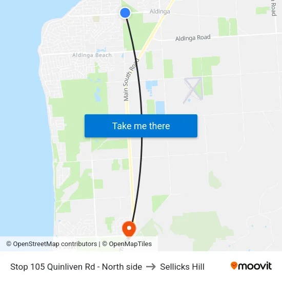 Stop 105 Quinliven Rd - North side to Sellicks Hill map