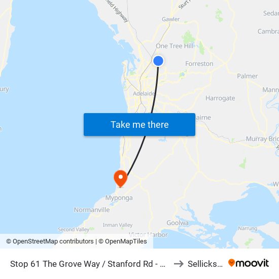 Stop 61 The Grove Way / Stanford Rd - North side to Sellicks Hill map