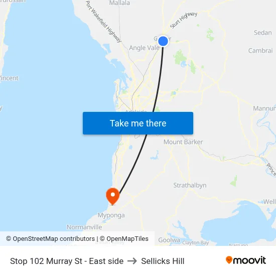 Stop 102 Murray St - East side to Sellicks Hill map