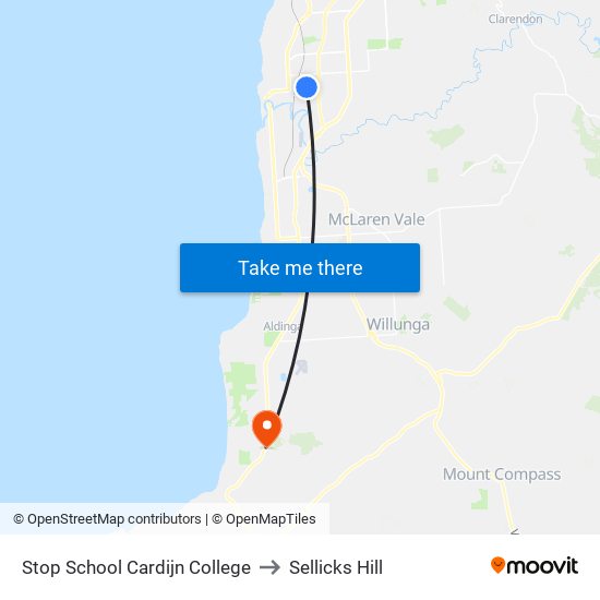 Stop School Cardijn College to Sellicks Hill map