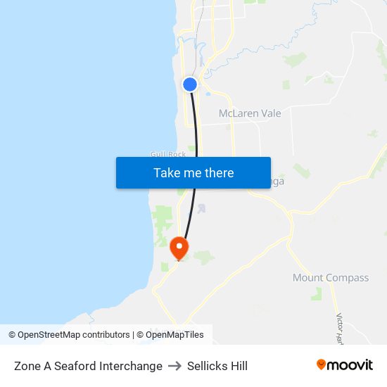 Zone A Seaford Interchange to Sellicks Hill map