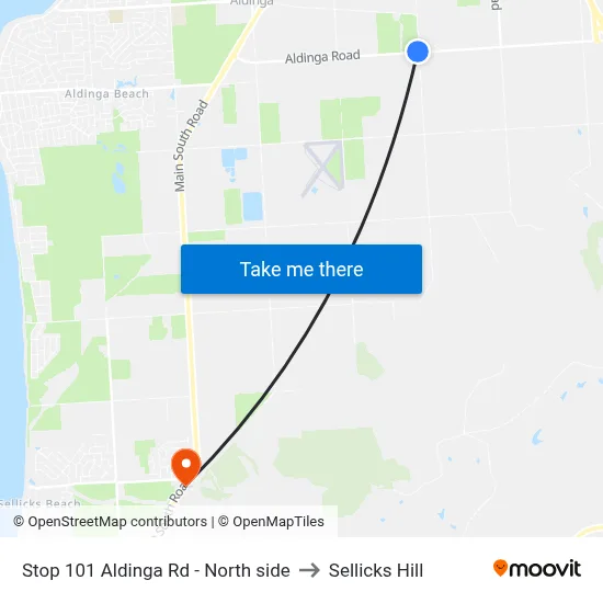 Stop 101 Aldinga Rd - North side to Sellicks Hill map