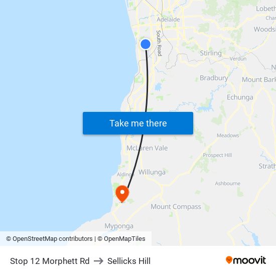 Stop 12 Morphett Rd to Sellicks Hill map