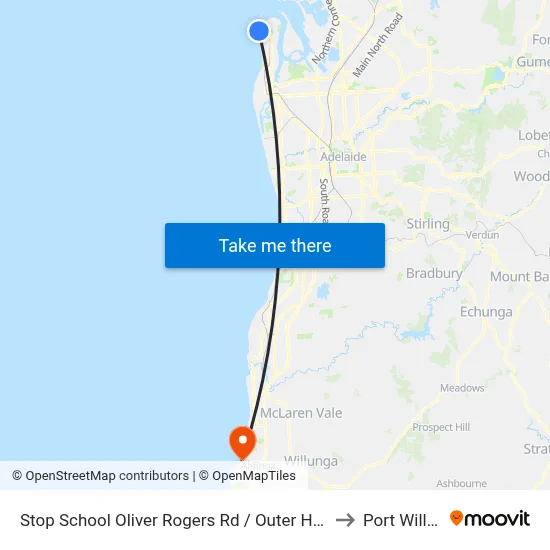 Stop School Oliver Rogers Rd / Outer Harbor Railway to Port Willunga map