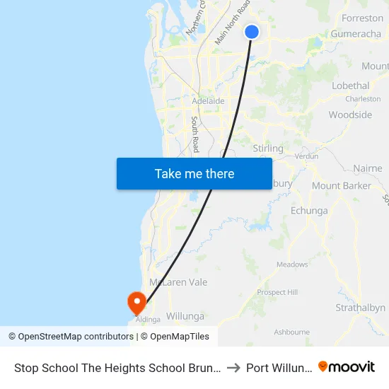 Stop School The Heights School Brunel Dr to Port Willunga map