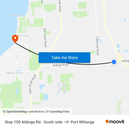 Stop 100 Aldinga Rd - South side to Port Willunga map
