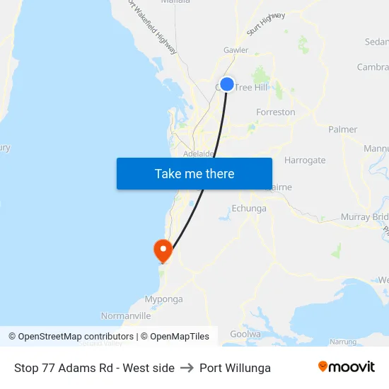Stop 77 Adams Rd - West side to Port Willunga map