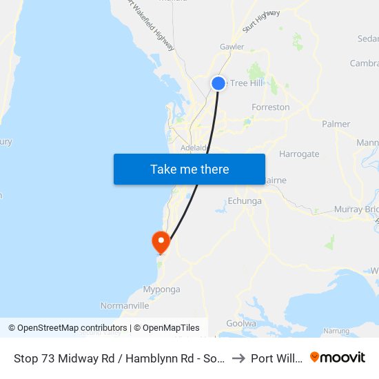 Stop 73 Midway Rd / Hamblynn Rd - South West side to Port Willunga map