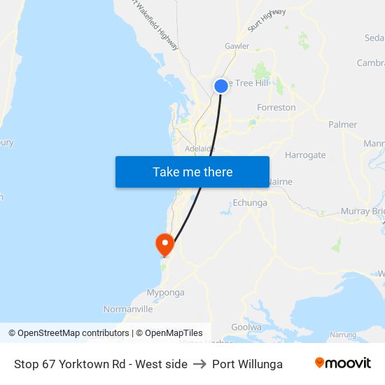 Stop 67 Yorktown Rd - West side to Port Willunga map