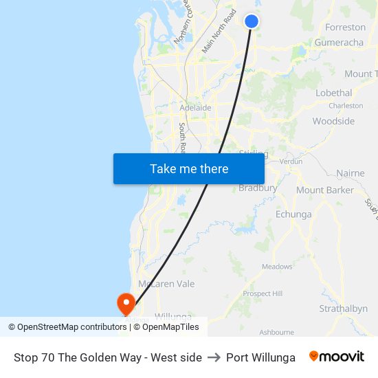 Stop 70 The Golden Way - West side to Port Willunga map