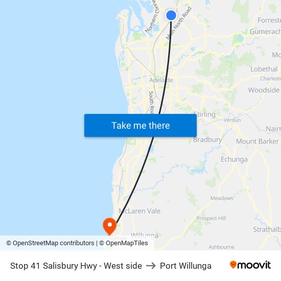 Stop 41 Salisbury Hwy - West side to Port Willunga map