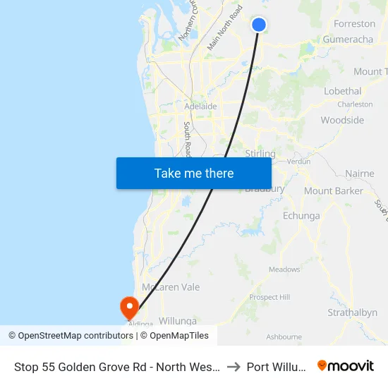Stop 55 Golden Grove Rd - North West side to Port Willunga map