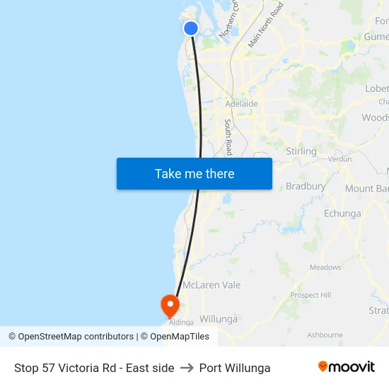 Stop 57 Victoria Rd - East side to Port Willunga map