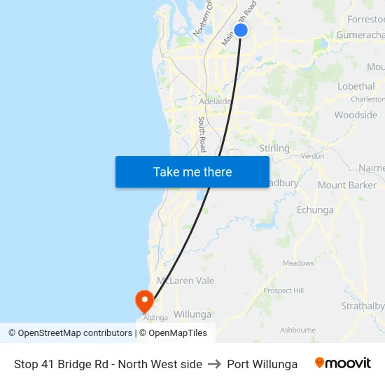 Stop 41 Bridge Rd - North West side to Port Willunga map