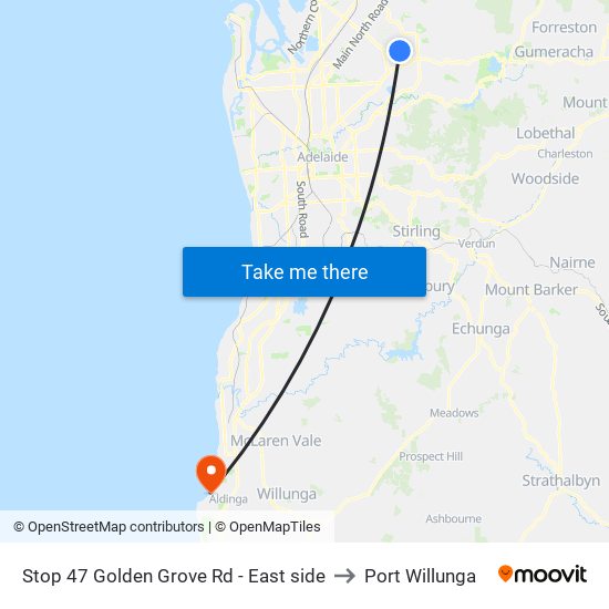 Stop 47 Golden Grove Rd - East side to Port Willunga map