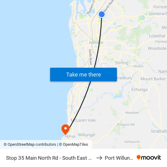 Stop 35 Main North Rd - South East side to Port Willunga map