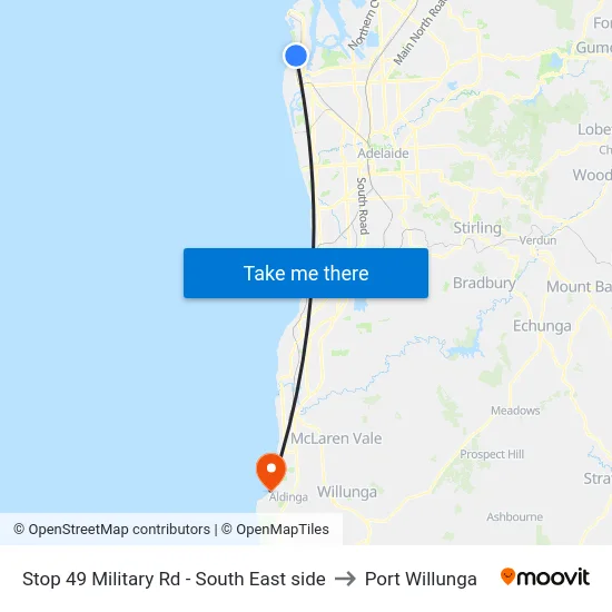 Stop 49 Military Rd - South East side to Port Willunga map