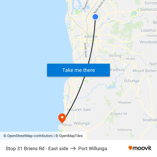 Stop 31 Briens Rd - East side to Port Willunga map