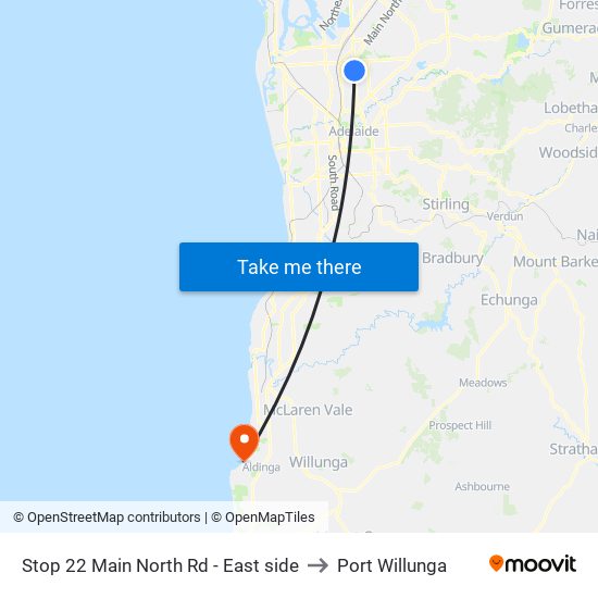 Stop 22 Main North Rd - East side to Port Willunga map