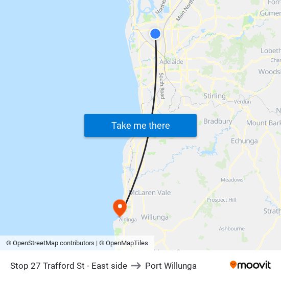 Stop 27 Trafford St - East side to Port Willunga map