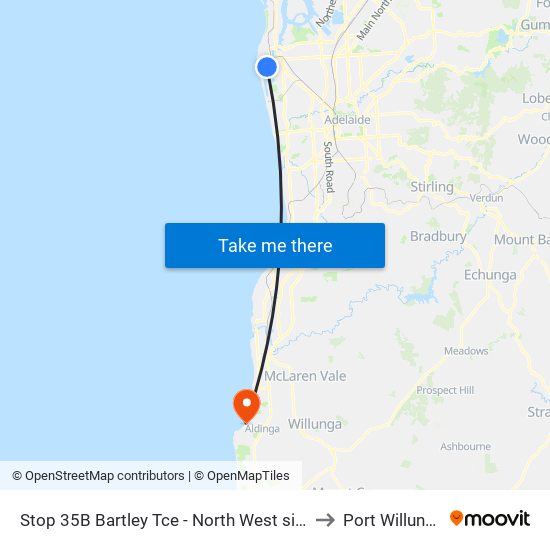 Stop 35B Bartley Tce - North West side to Port Willunga map