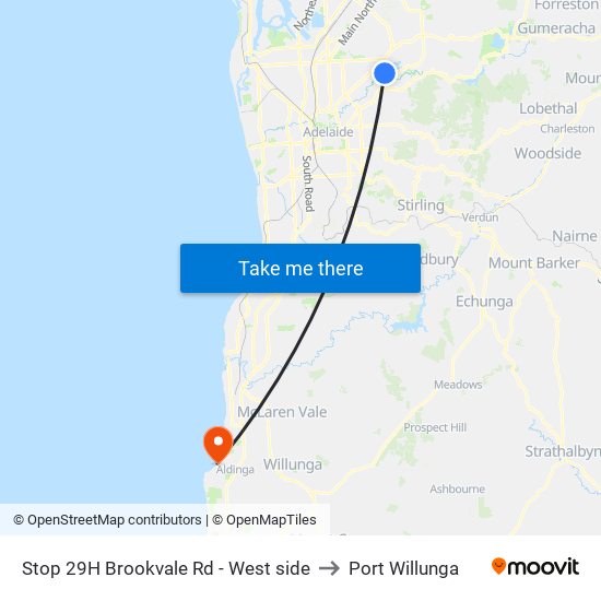 Stop 29H Brookvale Rd - West side to Port Willunga map