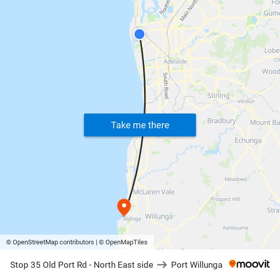 Stop 35 Old Port Rd - North East side to Port Willunga map