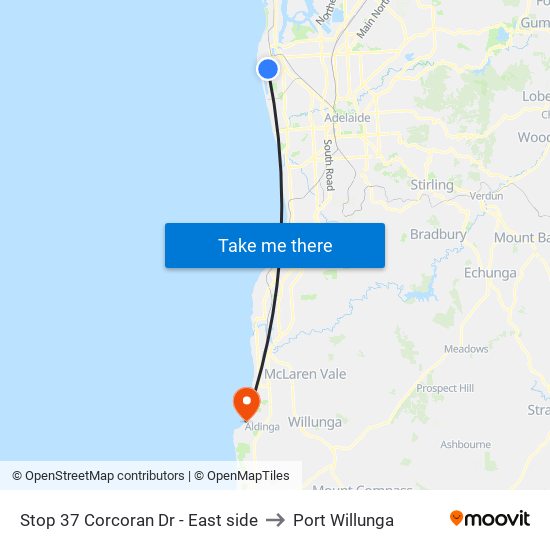 Stop 37 Corcoran Dr - East side to Port Willunga map