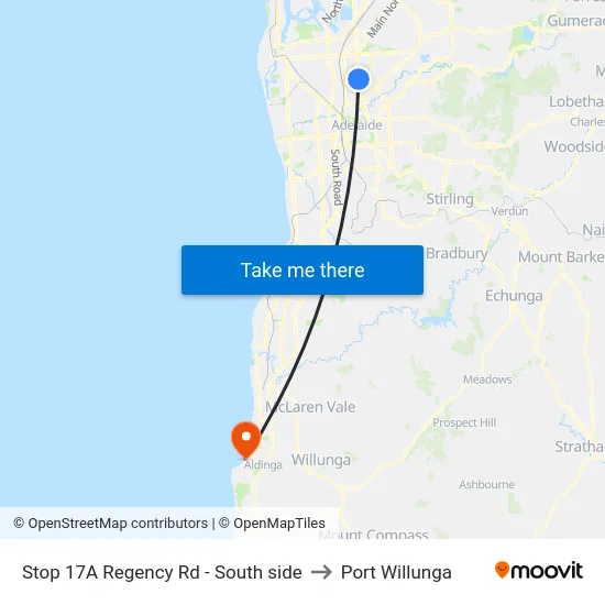 Stop 17A Regency Rd - South side to Port Willunga map