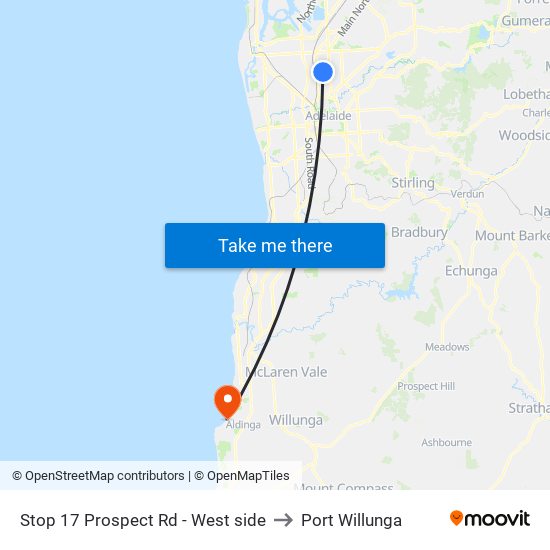 Stop 17 Prospect Rd - West side to Port Willunga map