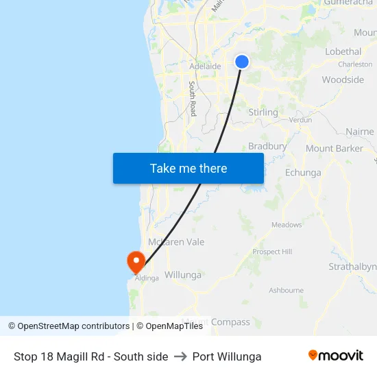 Stop 18 Magill Rd - South side to Port Willunga map