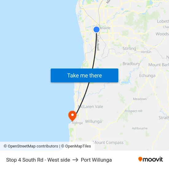 Stop 4 South Rd - West side to Port Willunga map