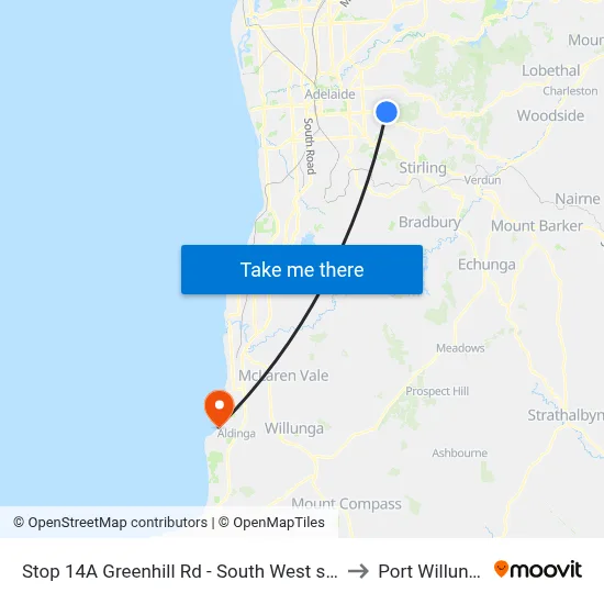 Stop 14A Greenhill Rd - South West side to Port Willunga map