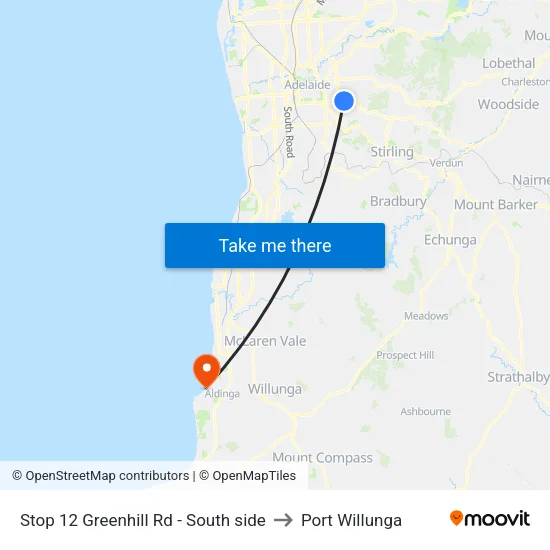 Stop 12 Greenhill Rd - South side to Port Willunga map
