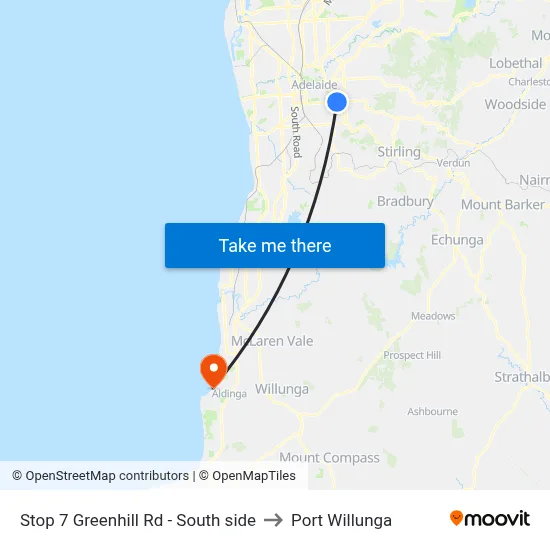 Stop 7 Greenhill Rd - South side to Port Willunga map