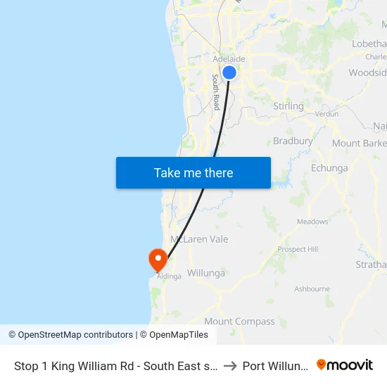Stop 1 King William Rd - South East side to Port Willunga map